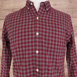 Bonobos Shirt Mens Medium Red Check Flannel-Like Long Sleeve Button Up Slim Fit